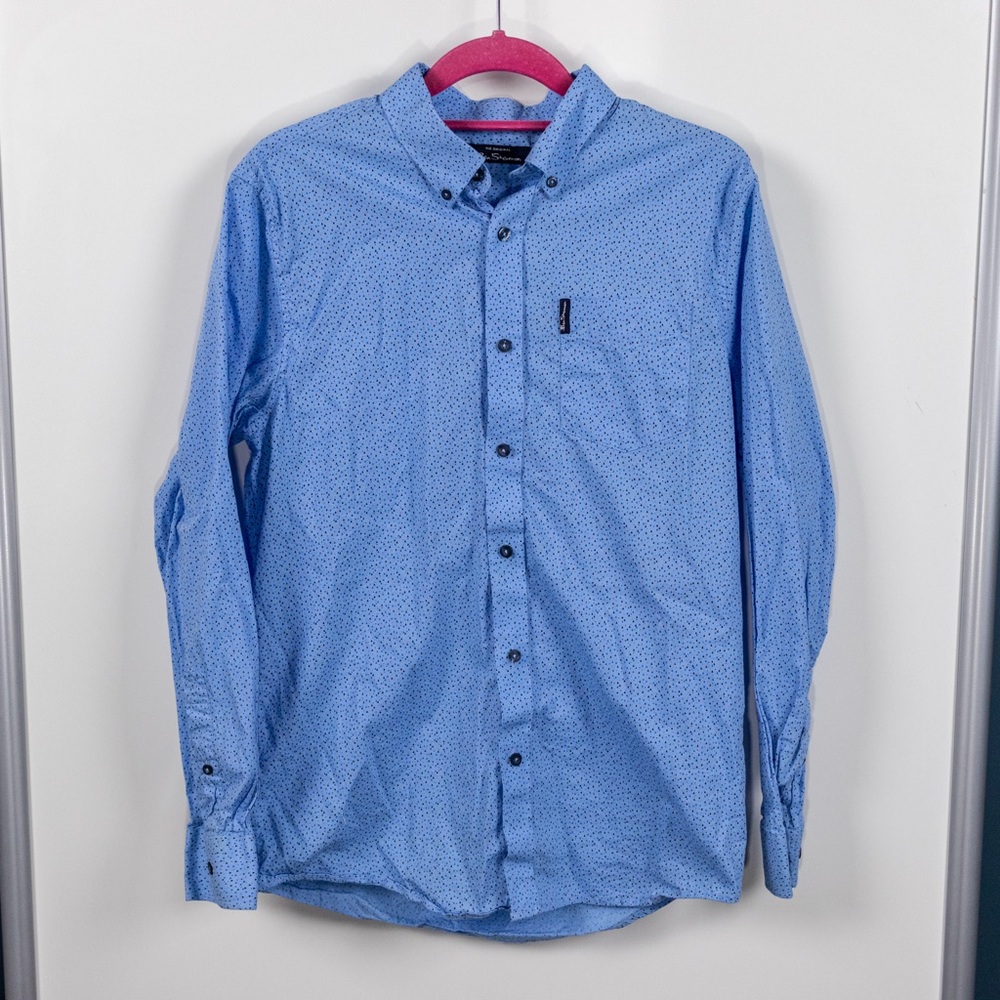 Ben Sherman Printed Blue Button Down Dress Shirt